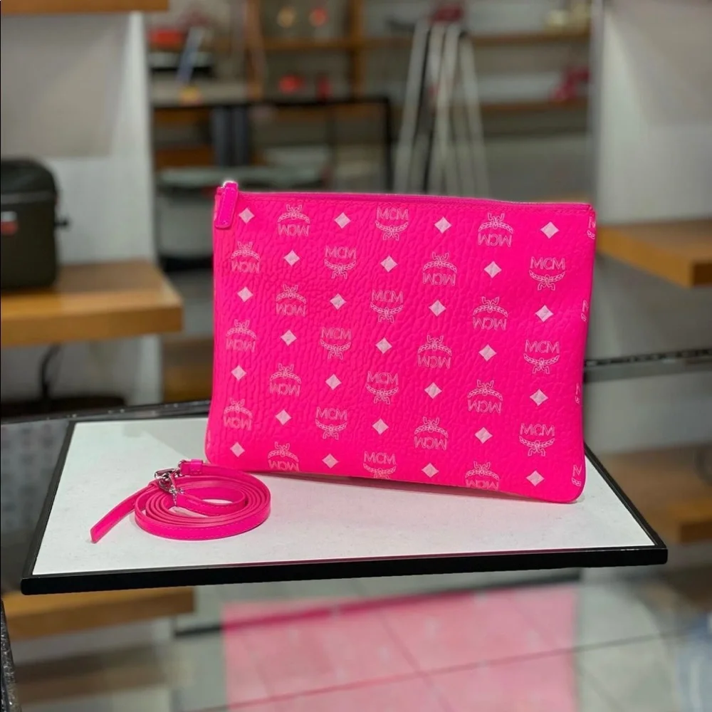 No offer accepted! MCM neon pink medium size crossbody bag $470+ tax